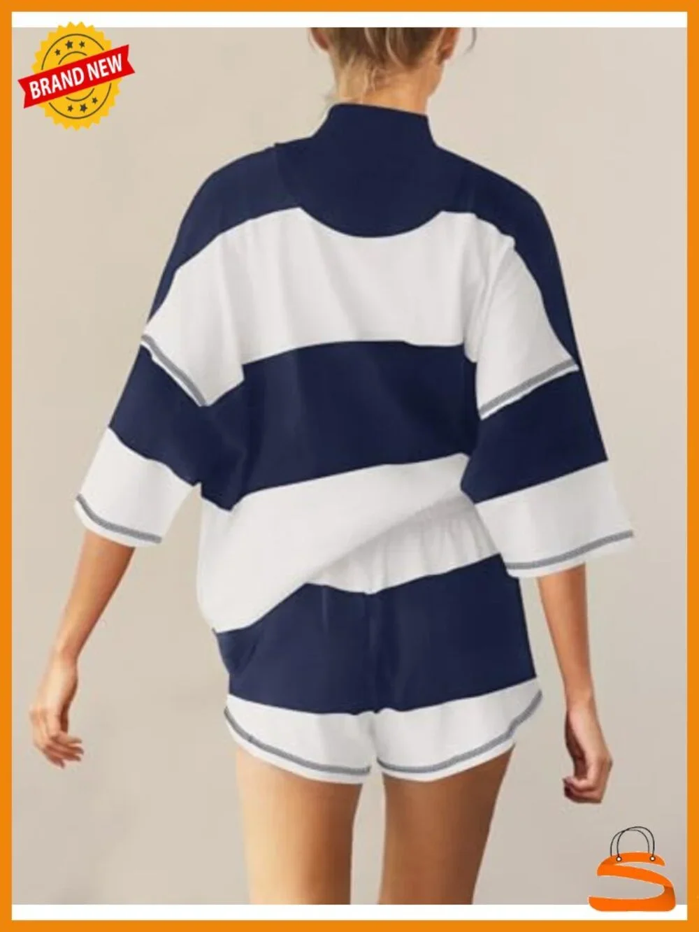 Women's Striped 2 Piece Lounge Set with Pockets